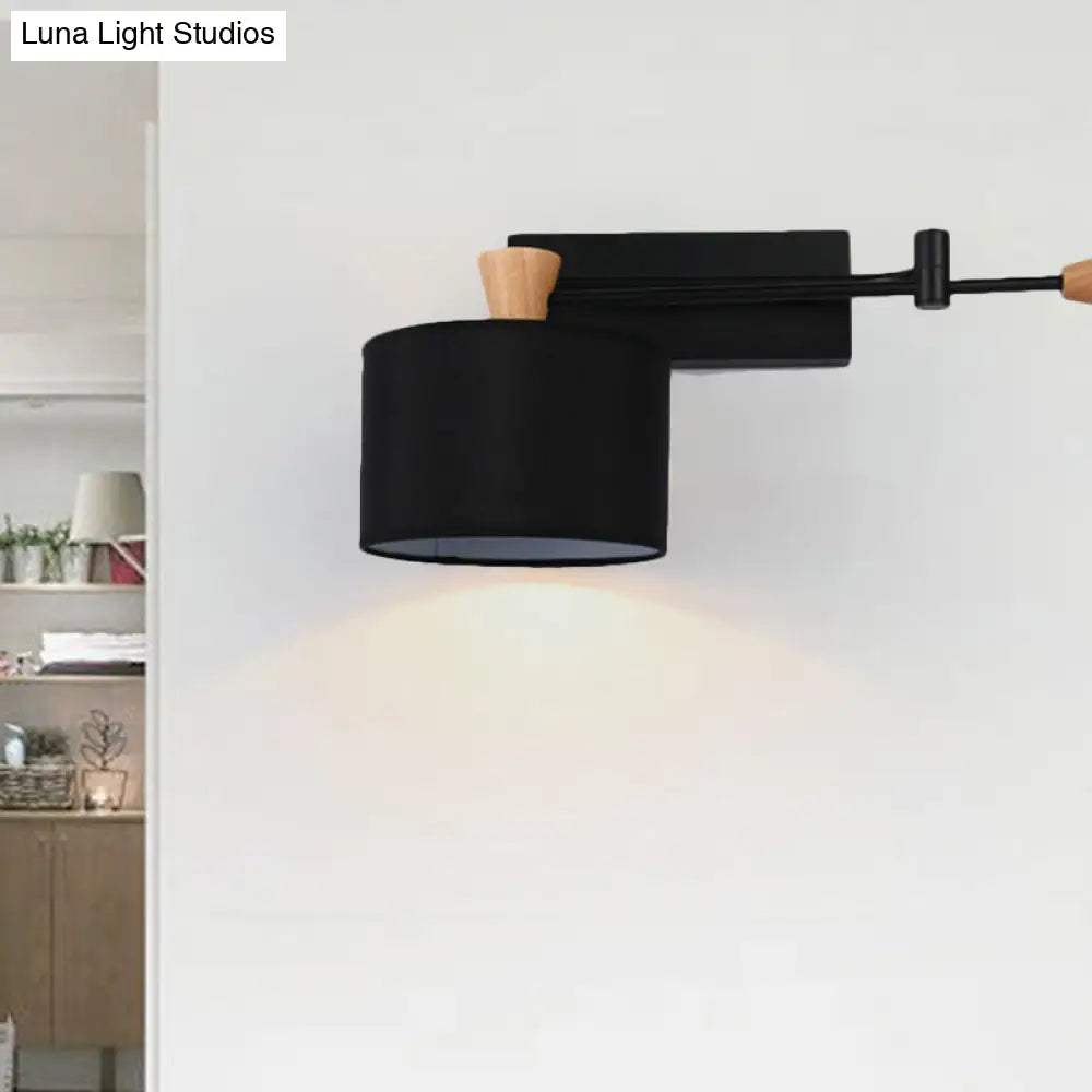 DecorBites™ DecorBites™ Modern Drum Wall Sconce Light in Black/White for Living Rooms