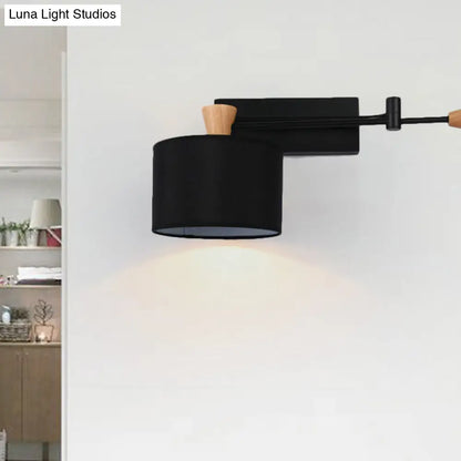 DecorBites™ DecorBites™ Modern Drum Wall Sconce Light in Black/White for Living Rooms