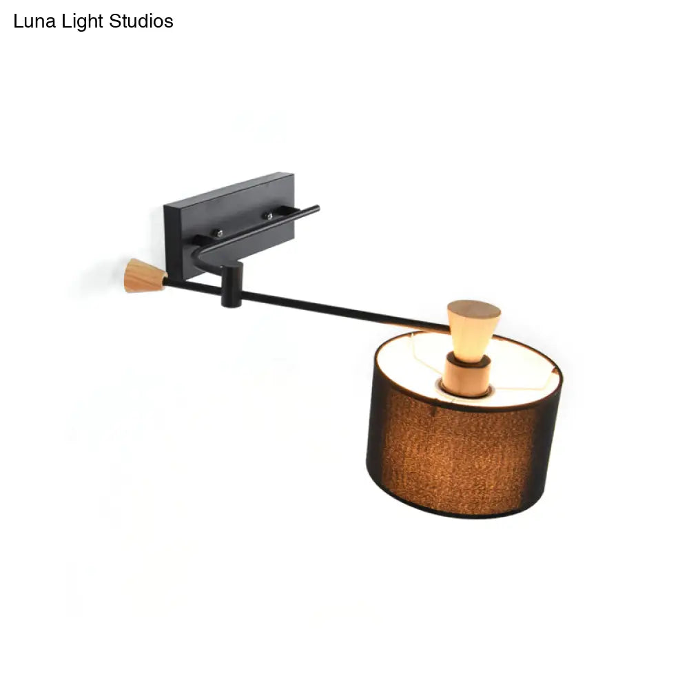 DecorBites™ DecorBites™ Modern Drum Wall Sconce Light in Black/White for Living Rooms
