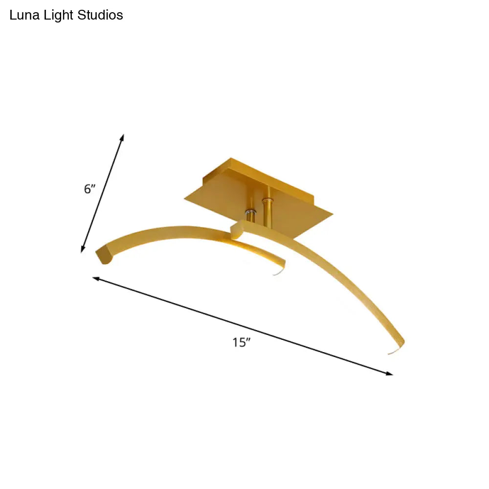 DecorBites™ DecorBites™ Modern Dual Arc Semi Flush Mount LED Lamp: Acrylic Shade, Gold Finish, Warm/White Light