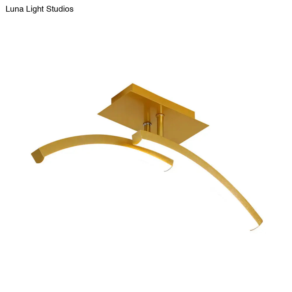 DecorBites™ DecorBites™ Modern Dual Arc Semi Flush Mount LED Lamp: Acrylic Shade, Gold Finish, Warm/White Light
