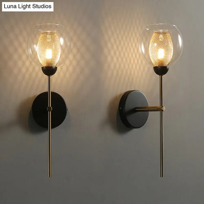 DecorBites™ DecorBites™ Modern Dual Cup Wall Sconce with Clear Glass and Metallic Finish in Black/Gold