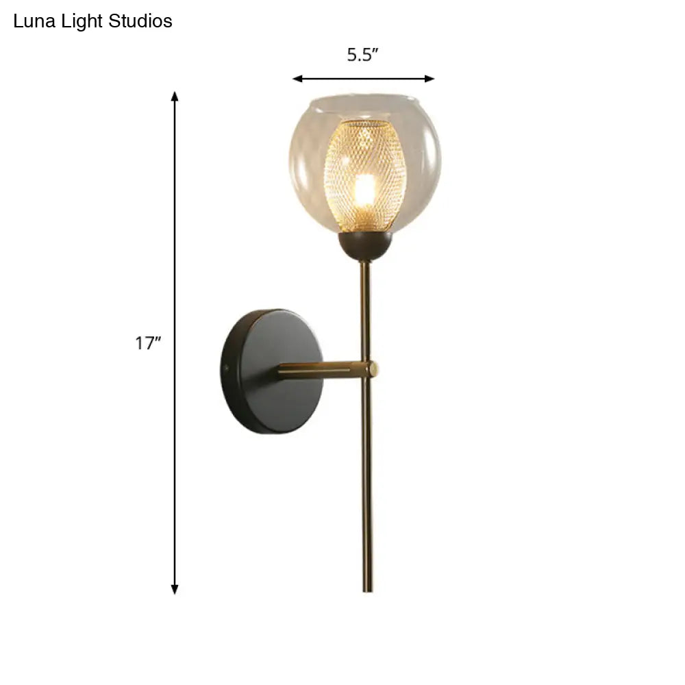 DecorBites™ DecorBites™ Modern Dual Cup Wall Sconce with Clear Glass and Metallic Finish in Black/Gold