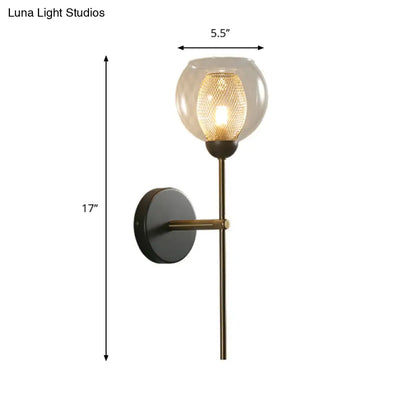 DecorBites™ DecorBites™ Modern Dual Cup Wall Sconce with Clear Glass and Metallic Finish in Black/Gold