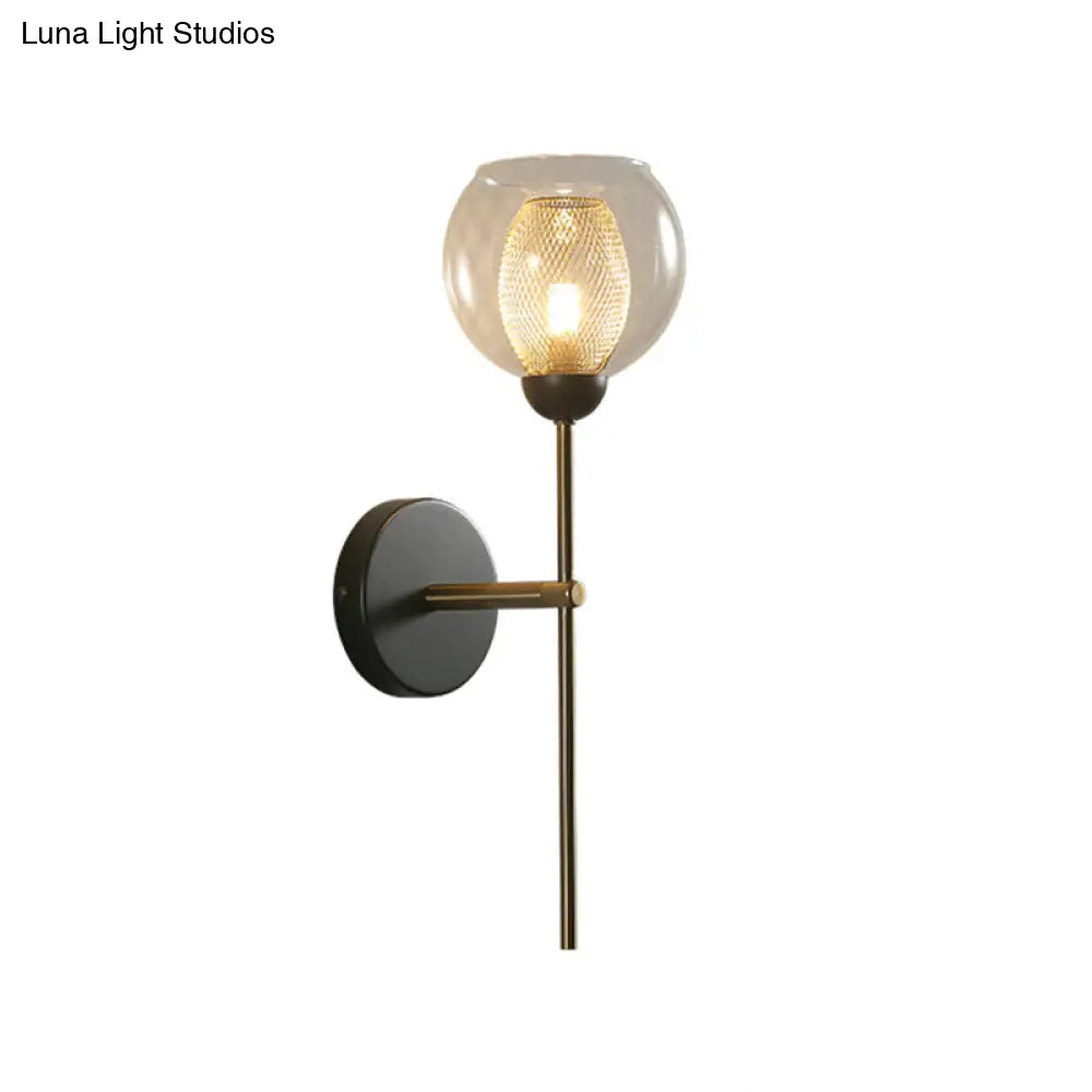 DecorBites™ DecorBites™ Modern Dual Cup Wall Sconce with Clear Glass and Metallic Finish in Black/Gold