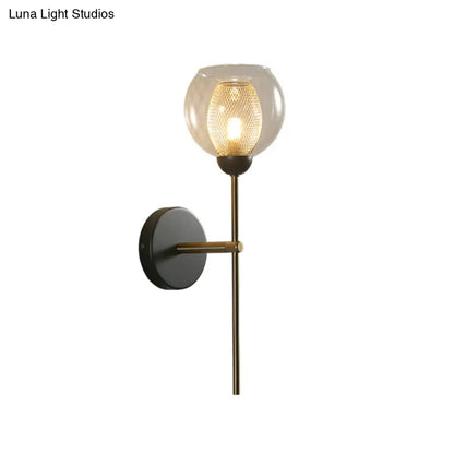 DecorBites™ DecorBites™ Modern Dual Cup Wall Sconce with Clear Glass and Metallic Finish in Black/Gold