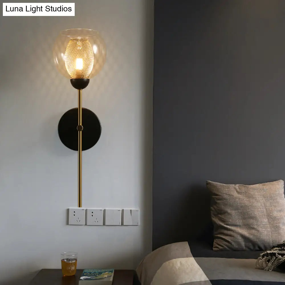 DecorBites™ DecorBites™ Modern Dual Cup Wall Sconce with Clear Glass and Metallic Finish in Black/Gold