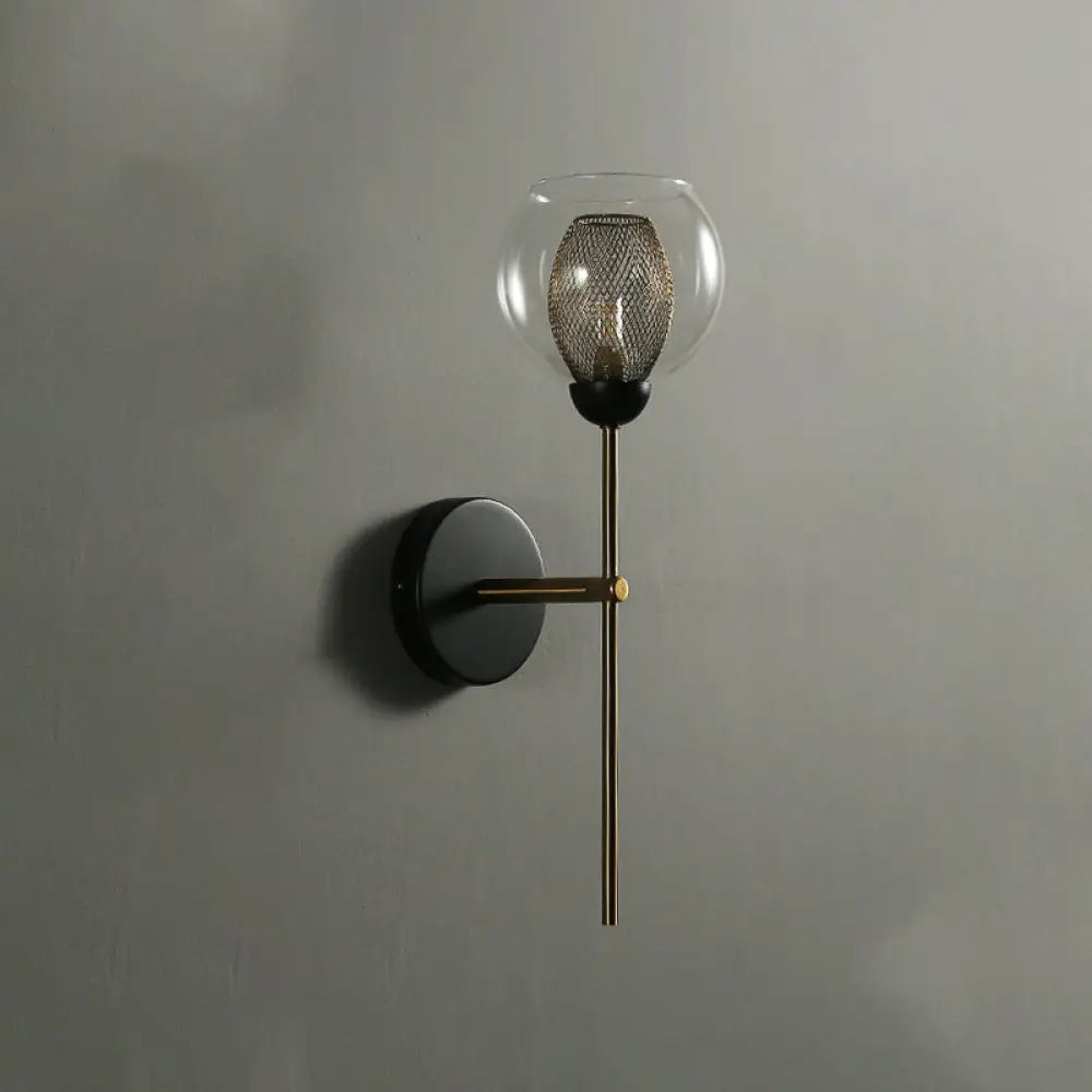 DecorBites™ DecorBites™ Modern Dual Cup Wall Sconce with Clear Glass and Metallic Finish in Black/Gold