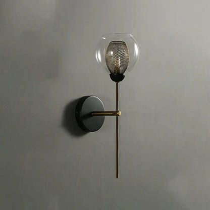 DecorBites™ DecorBites™ Modern Dual Cup Wall Sconce with Clear Glass and Metallic Finish in Black/Gold