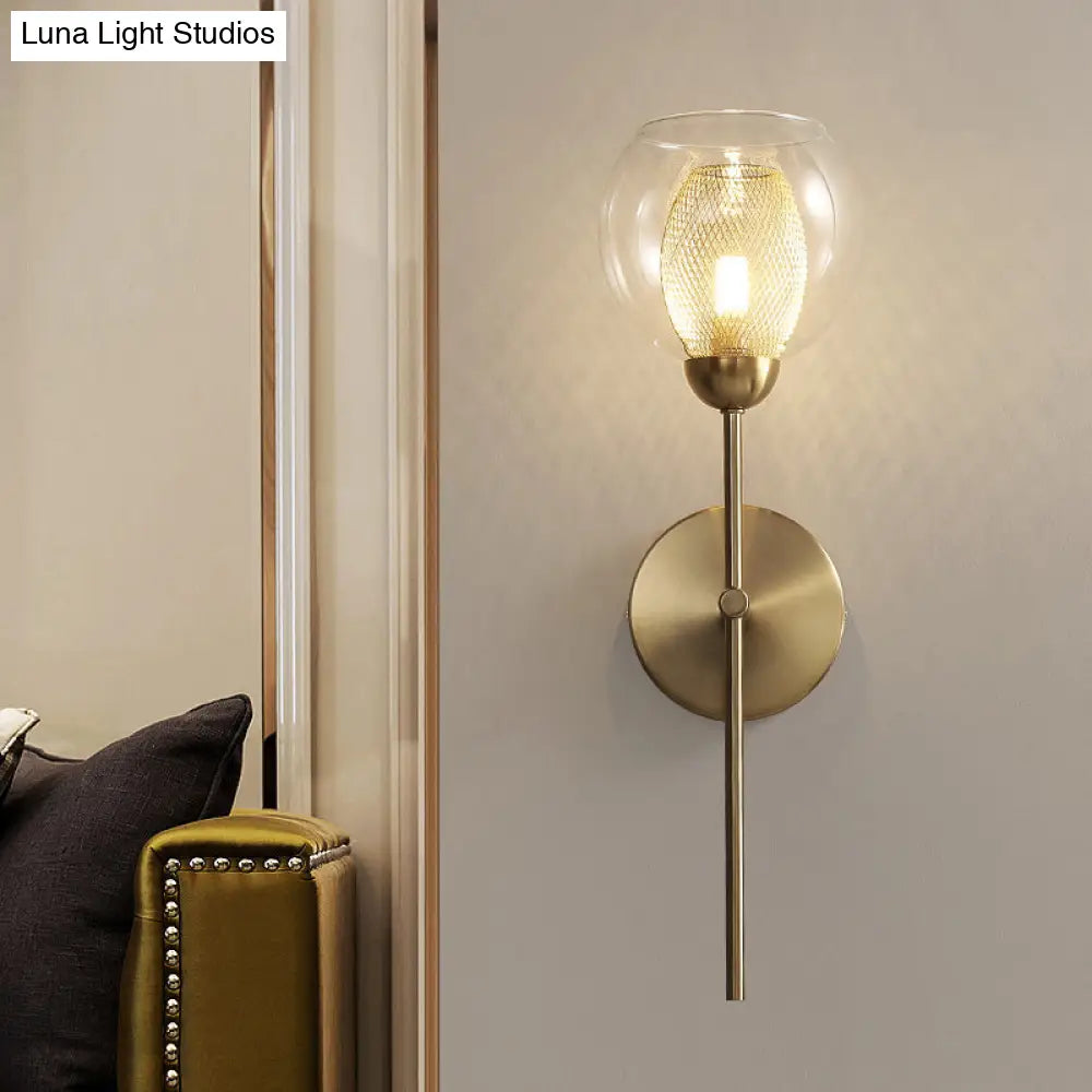 DecorBites™ DecorBites™ Modern Dual Cup Wall Sconce with Clear Glass and Metallic Finish in Black/Gold
