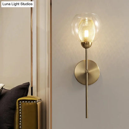 DecorBites™ DecorBites™ Modern Dual Cup Wall Sconce with Clear Glass and Metallic Finish in Black/Gold