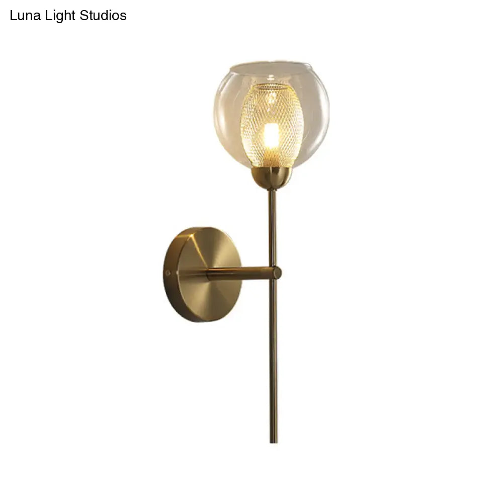 DecorBites™ DecorBites™ Modern Dual Cup Wall Sconce with Clear Glass and Metallic Finish in Black/Gold