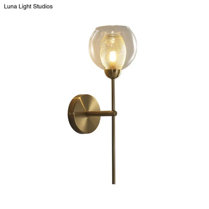 DecorBites™ DecorBites™ Modern Dual Cup Wall Sconce with Clear Glass and Metallic Finish in Black/Gold