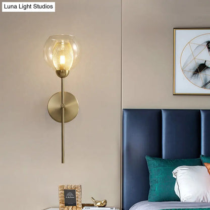 DecorBites™ DecorBites™ Modern Dual Cup Wall Sconce with Clear Glass and Metallic Finish in Black/Gold