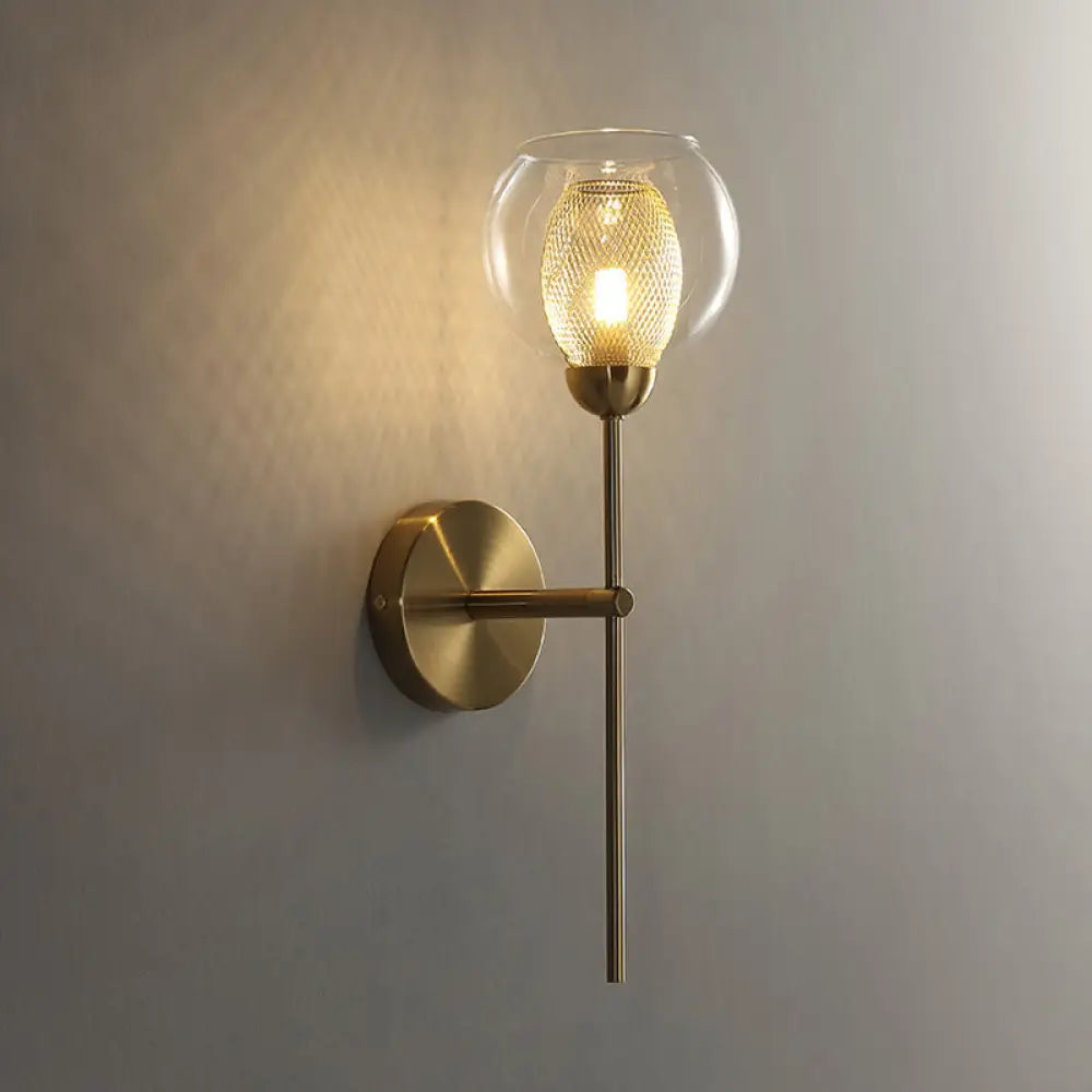 DecorBites™ DecorBites™ Modern Dual Cup Wall Sconce with Clear Glass and Metallic Finish in Black/Gold