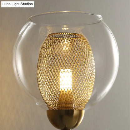 DecorBites™ DecorBites™ Modern Dual Cup Wall Sconce with Clear Glass and Metallic Finish in Black/Gold