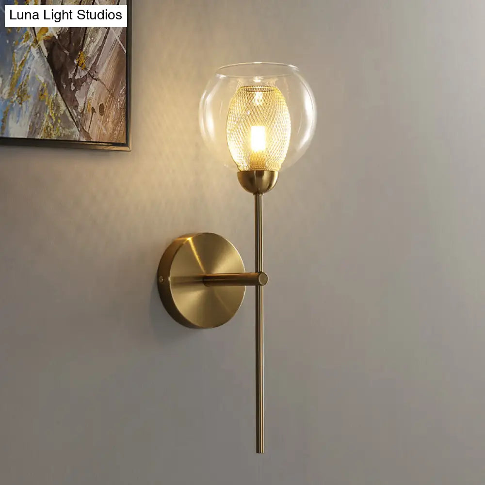 DecorBites™ DecorBites™ Modern Dual Cup Wall Sconce with Clear Glass and Metallic Finish in Black/Gold