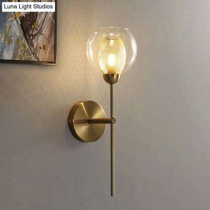DecorBites™ DecorBites™ Modern Dual Cup Wall Sconce with Clear Glass and Metallic Finish in Black/Gold