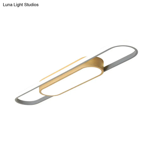 DecorBites™ DecorBites™ Modern Dual Ellipse Wood LED Flushmount Ceiling Lamp - 16"/23.5"/31.5" White with Warm/White Light