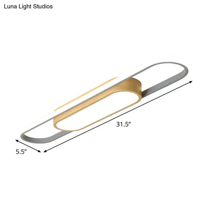 DecorBites™ DecorBites™ Modern Dual Ellipse Wood LED Flushmount Ceiling Lamp - 16"/23.5"/31.5" White with Warm/White Light