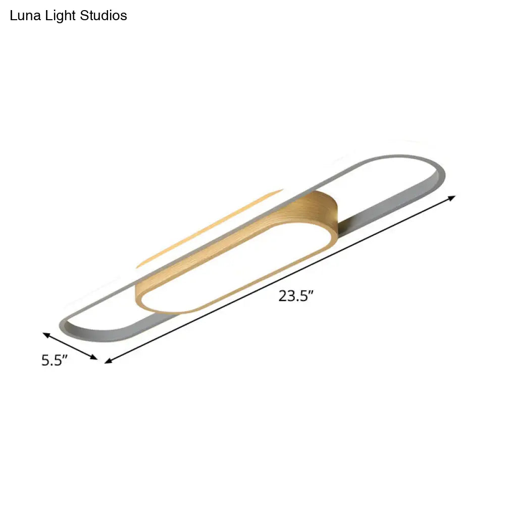 DecorBites™ DecorBites™ Modern Dual Ellipse Wood LED Flushmount Ceiling Lamp - 16"/23.5"/31.5" White with Warm/White Light