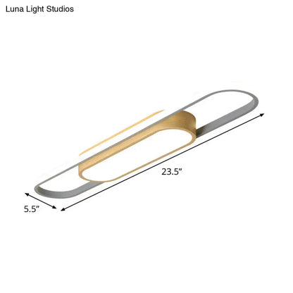 DecorBites™ DecorBites™ Modern Dual Ellipse Wood LED Flushmount Ceiling Lamp - 16"/23.5"/31.5" White with Warm/White Light