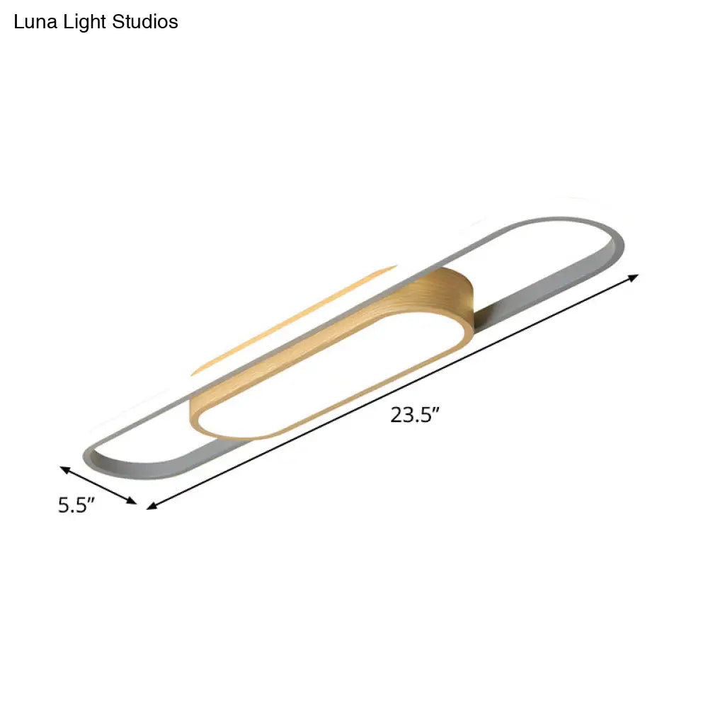 DecorBites™ DecorBites™ Modern Dual Ellipse Wood LED Flushmount Ceiling Lamp - 16"/23.5"/31.5" White with Warm/White Light