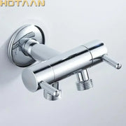 Modern dual handle brass chrome wall mount faucet with chrome finish threaded connections by decorbites brass chrome
