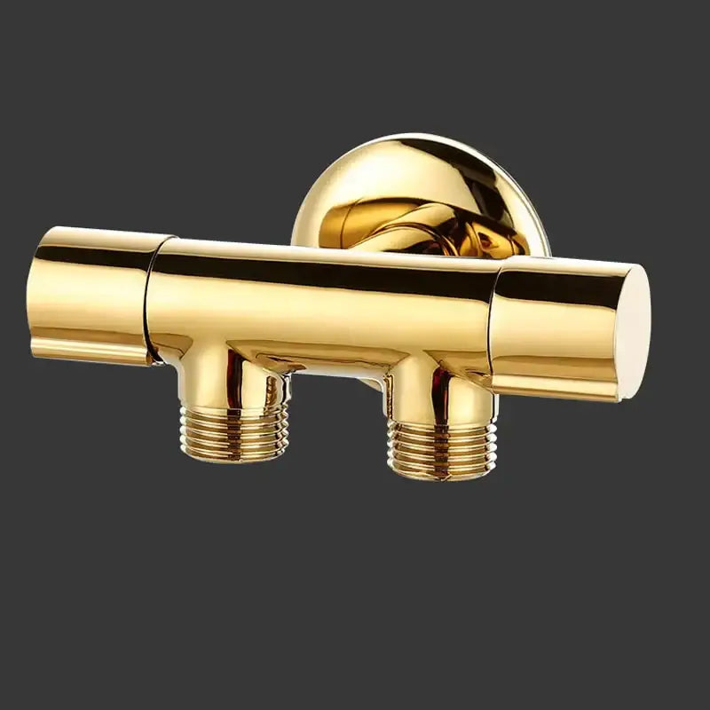 Modern dual handle brass chrome wall mount faucet in gold with threaded connections for decorbites brass chrome wall use