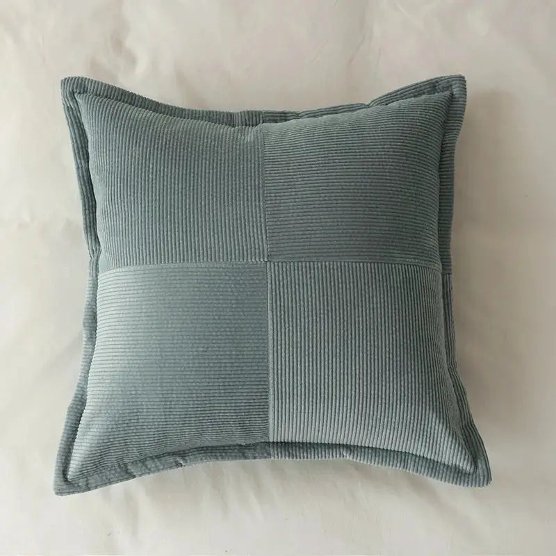 A square modern earth tone corduroy pillow cover in muted sage green for living room decorbites corduroy pillow