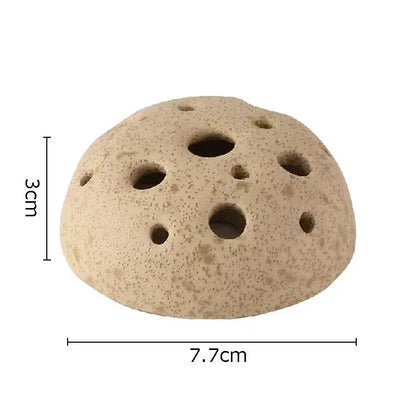 Beige porous modern earthy lotus seedpod ceramic incense burner with circular holes for living room decor