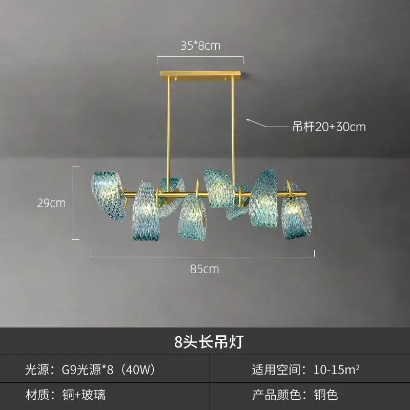 Modern elegant blue copper led flower chandelier with gold-toned metal frame and blue copper led glass shades for decorbites elegant blue living room light