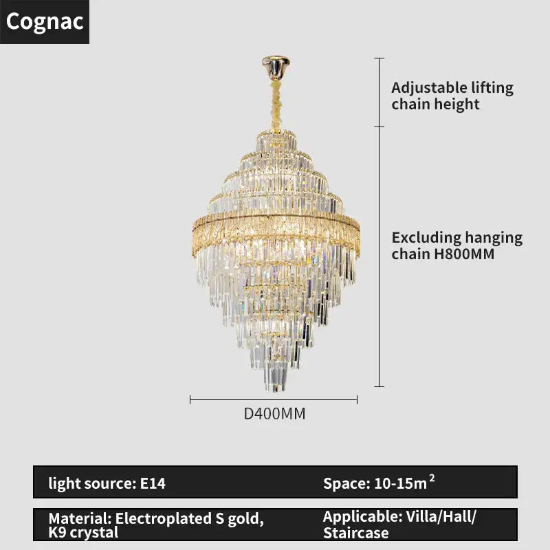 Modern elegant decorbites elegant crystal chandelier with cascading k9 crystal prisms and gold electroplated accents
