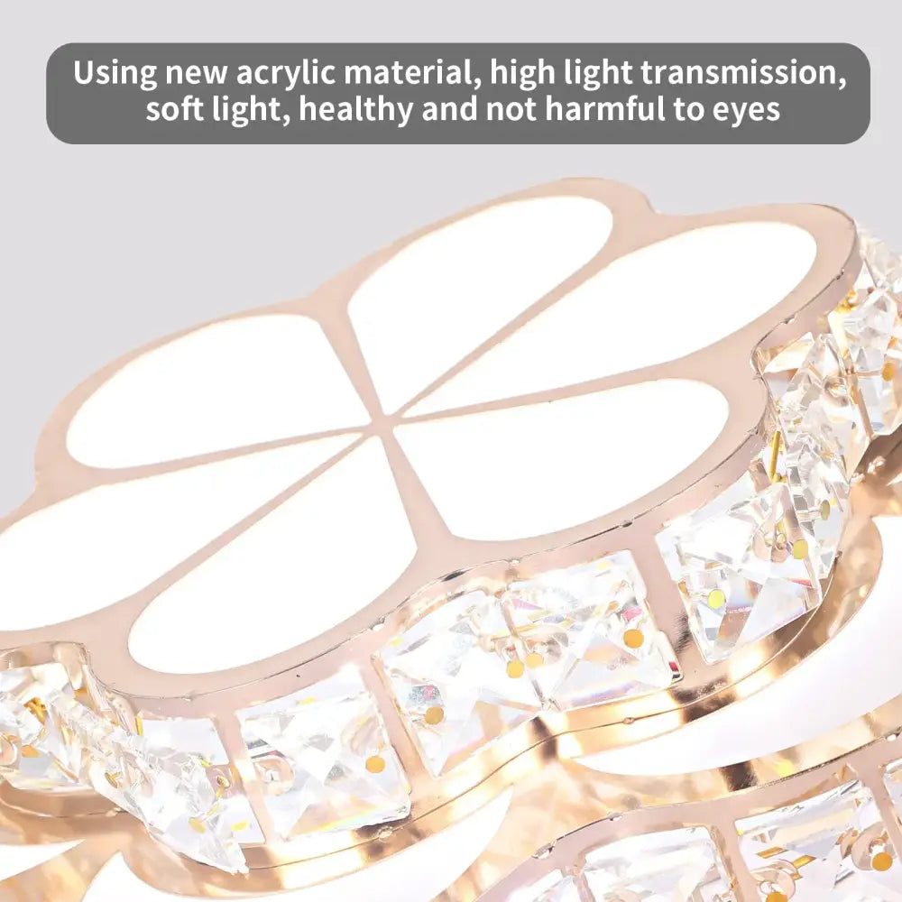 Modern elegant rose gold acrylic ceiling lamp with crystal accents and flower-shaped crystal led chandelier panel
