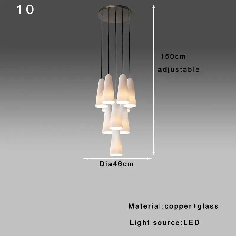 Modern copper and glass pendant chandelier with adjustable height featuring elegant white glass cup for living room decorbites elegant white design