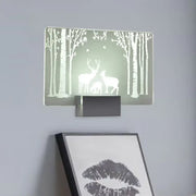 Modern elk forest wall lamp with frosted glass deer silhouette on metallic base 110v 120v lighting fixture