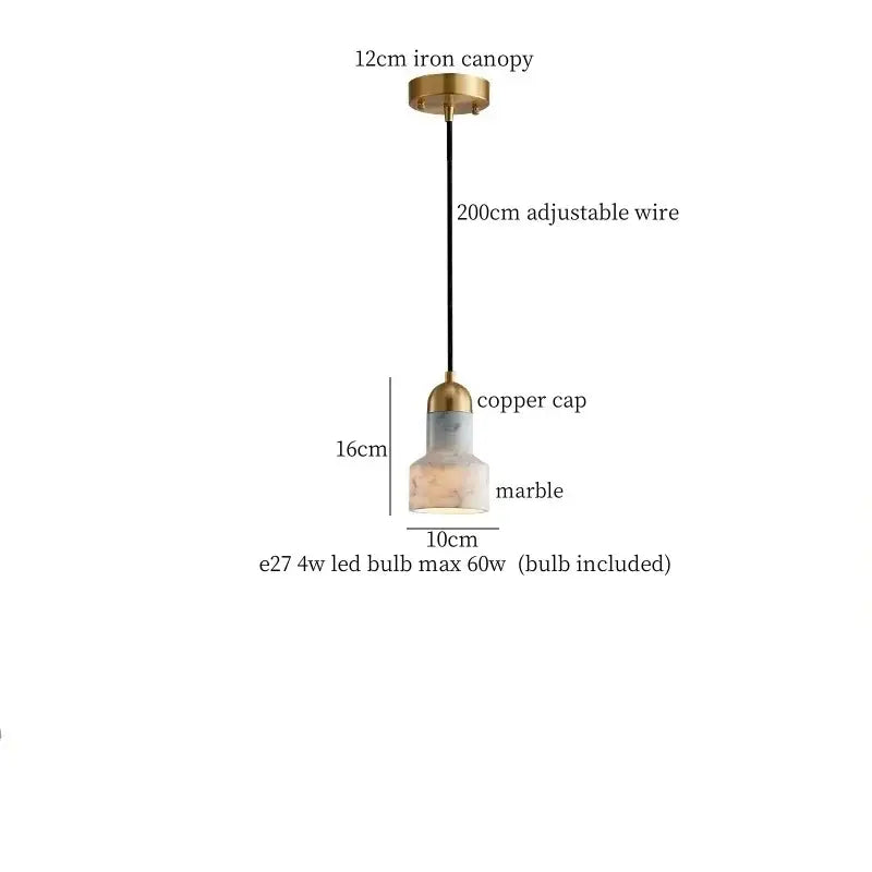 A 16cm tall modern emerald green and brass led pendant lamp with marble glass shade for dining room lighting