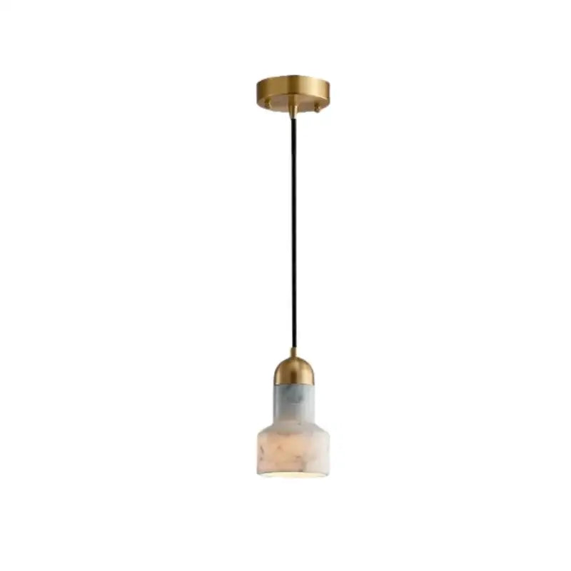 Modern emerald green and brass led pendant lamp with opaque marble-like glass shade for dining room lighting