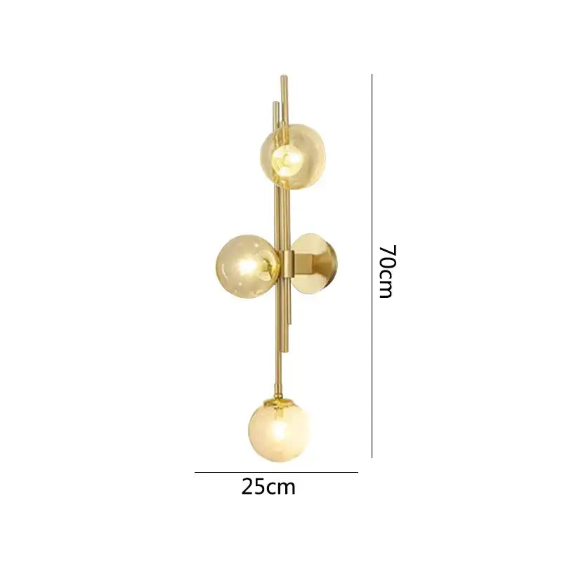 Modern emerald green white glass ball wall lamps feature gold-toned brass frame with three spherical shades for decorbites green white style