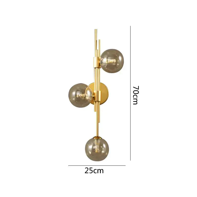 Modern gold-toned wall lamps with three smoked glass globes for decorbites green white glass bedroom sconce