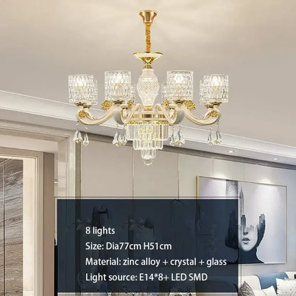 Modern european gold crystal ceiling chandelier with gold-tone finish and glass accents for living room decorbites crystal ceiling