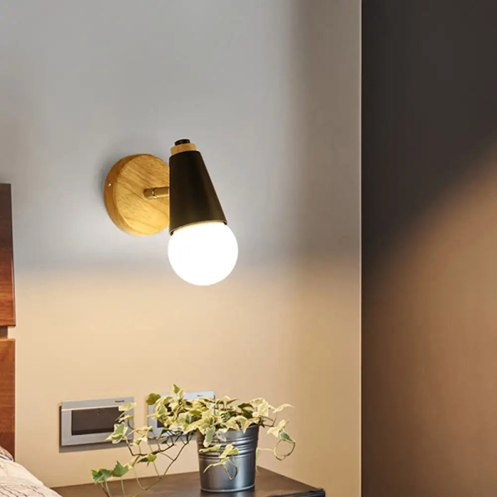 DecorBites™ DecorBites™ Modern Exposed Bulb Wall Lamp - 1 Head Metallic Sconce with Conical Socket