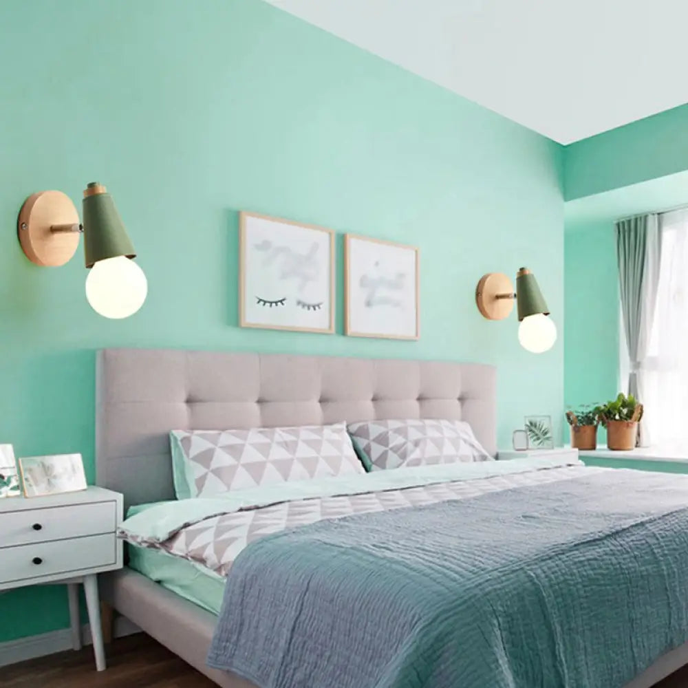 DecorBites™ DecorBites™ Modern Exposed Bulb Wall Lamp - 1 Head Metallic Sconce with Conical Socket