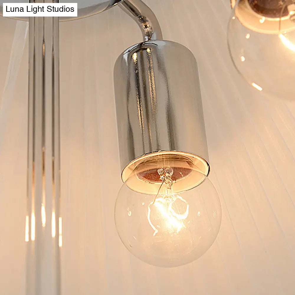 Lámpara de techo moderna de tela en forma de cúpula - Araña blanca con 4 luces