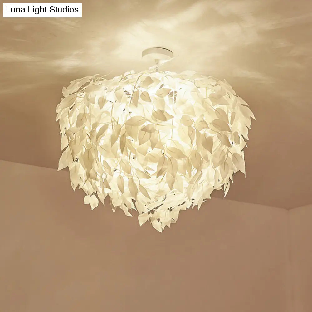 DecorBites™ DecorBites™ Modern Fabric Leaf Flush Mount Ceiling Light with 4 White LED Lights for Bedroom