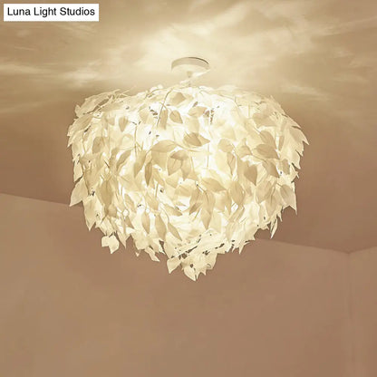 DecorBites™ DecorBites™ Modern Fabric Leaf Flush Mount Ceiling Light with 4 White LED Lights for Bedroom