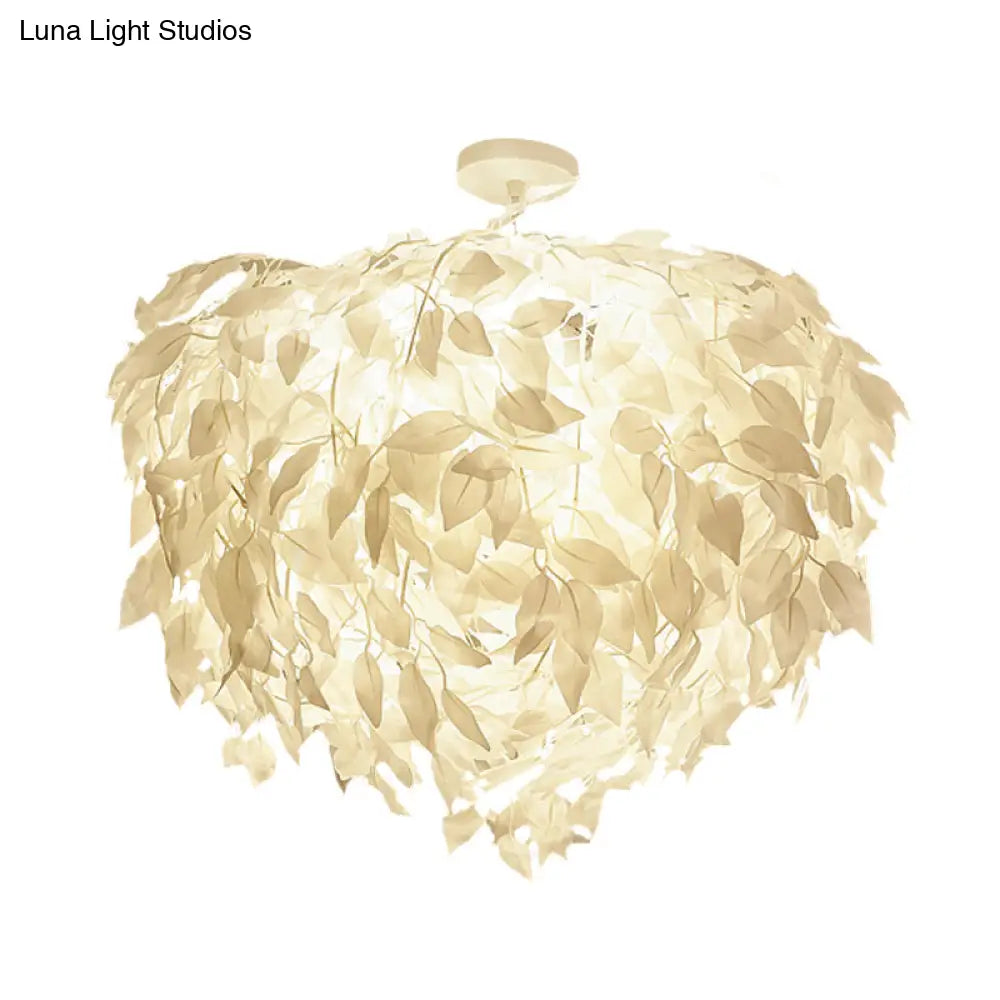 DecorBites™ DecorBites™ Modern Fabric Leaf Flush Mount Ceiling Light with 4 White LED Lights for Bedroom