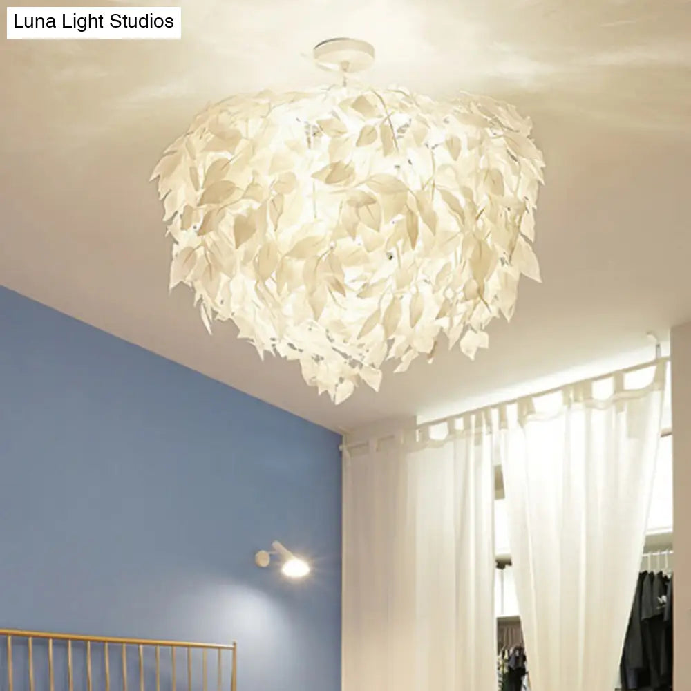 DecorBites™ DecorBites™ Modern Fabric Leaf Flush Mount Ceiling Light with 4 White LED Lights for Bedroom