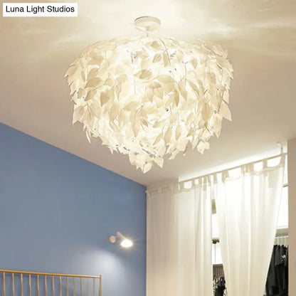DecorBites™ DecorBites™ Modern Fabric Leaf Flush Mount Ceiling Light with 4 White LED Lights for Bedroom
