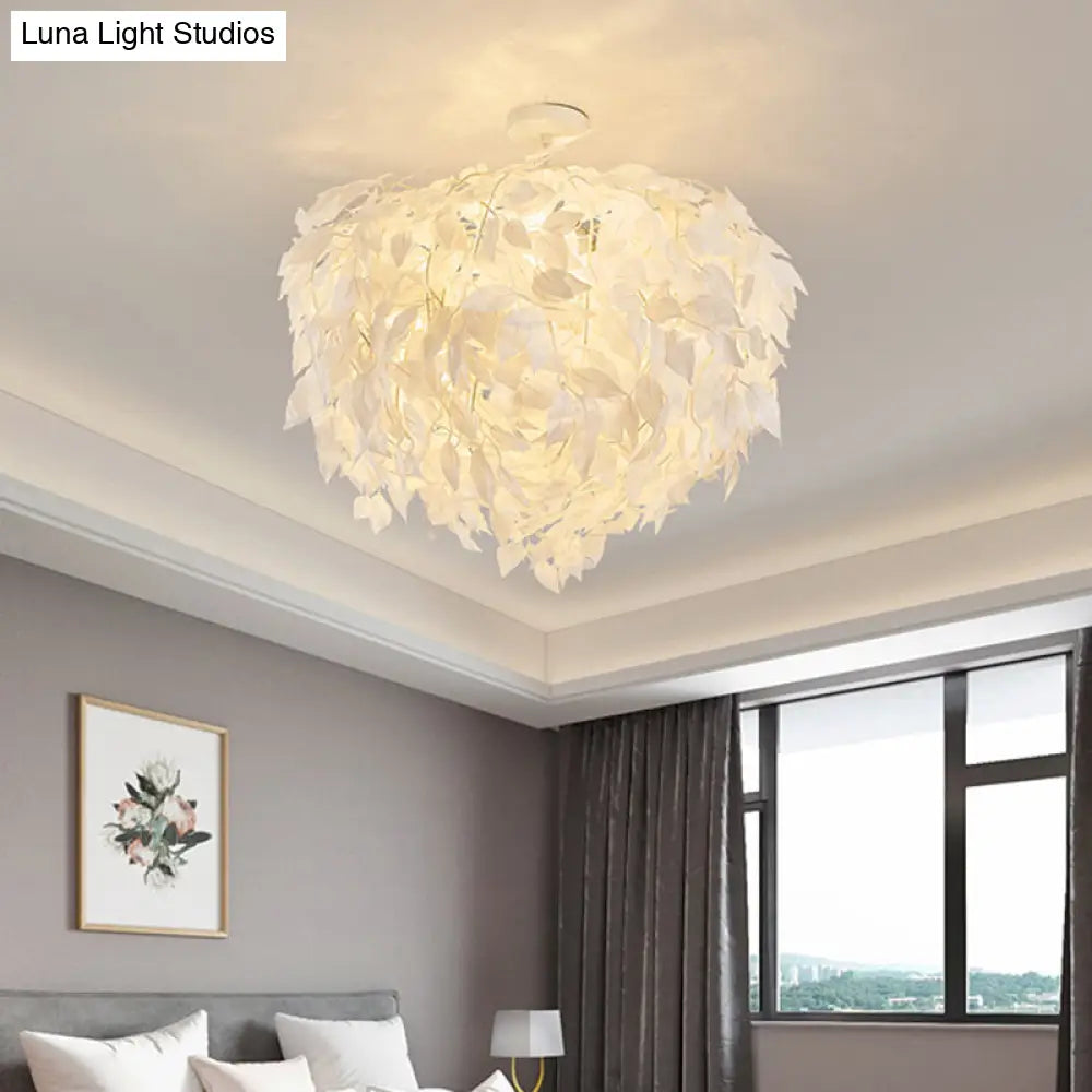 DecorBites™ DecorBites™ Modern Fabric Leaf Flush Mount Ceiling Light with 4 White LED Lights for Bedroom